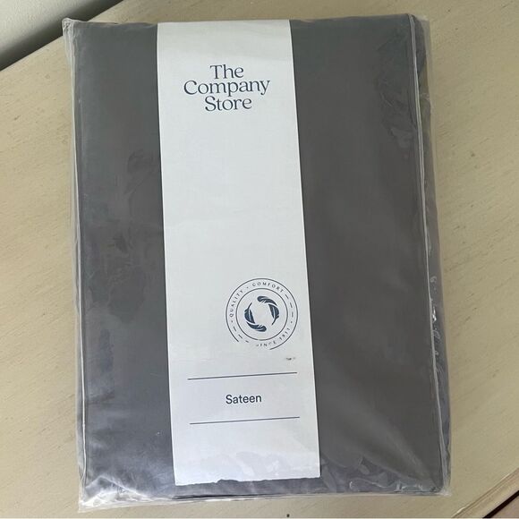 New The Company Store Stone Gray WrinkleFree Sateen King Duvet Cover 100% Cotton - Picture 2 of 10